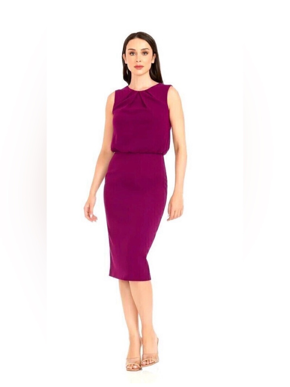 NWT!! Amada Sheath Dress by Dress the Population in a dark magenta - Size Large
